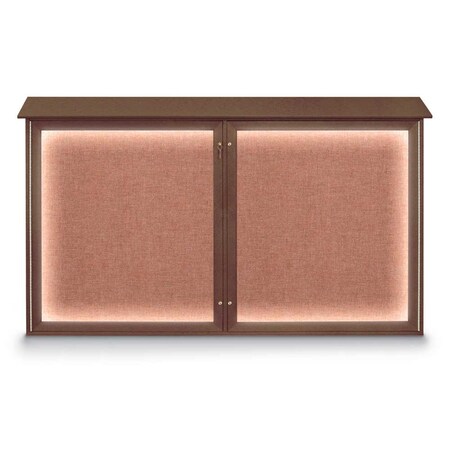 United Visual Products Sliding Door Wood Corkboard, 96"x36", Waln UV9006OCS-WALNUT-APRICOT
